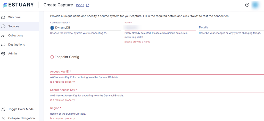 DynamoDB to PostgreSQL - capture details