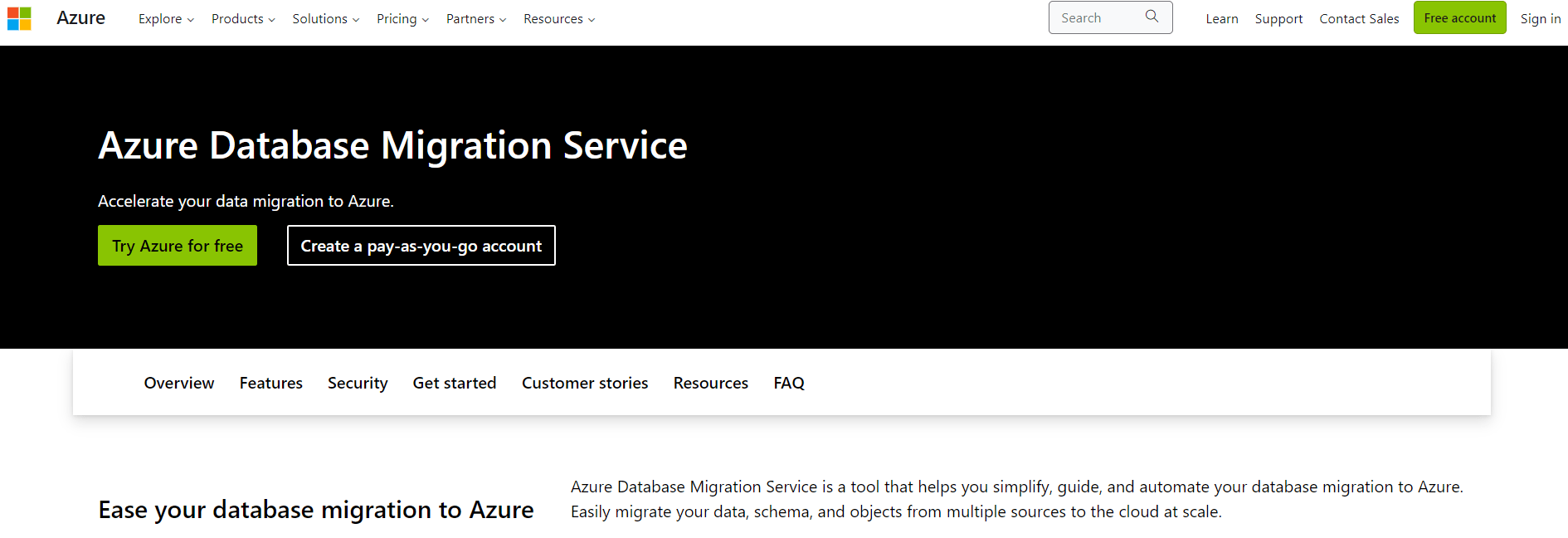 Data Migration Solution - Azure Database Migration Service