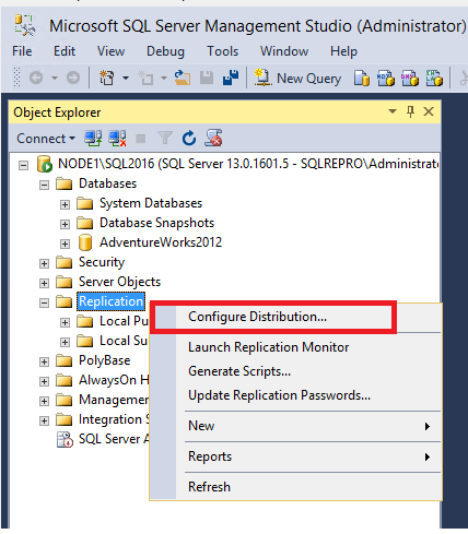 Database Replication - Configure Distribution