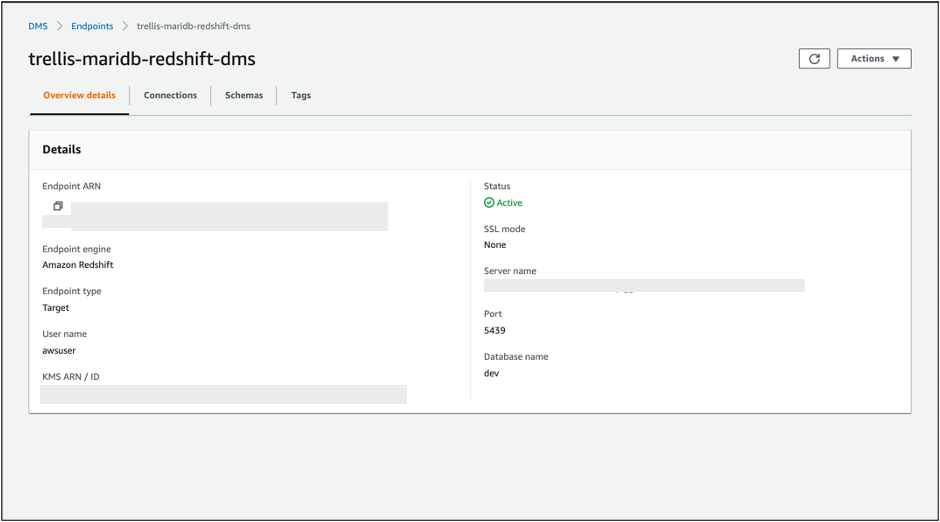 MariaDB to Redshift - DMS Step 3 - trellis-mariadb-redshift-dms