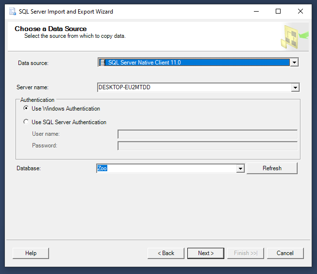 SQL Server to MySQL - selecting data source