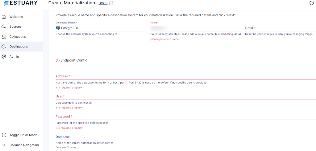 DynamoDB to PostgreSQL - materialization details