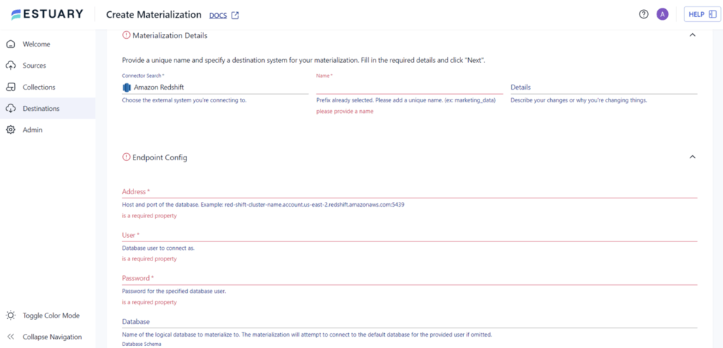 MariaDB to Redshift - Redshift Materialization Details