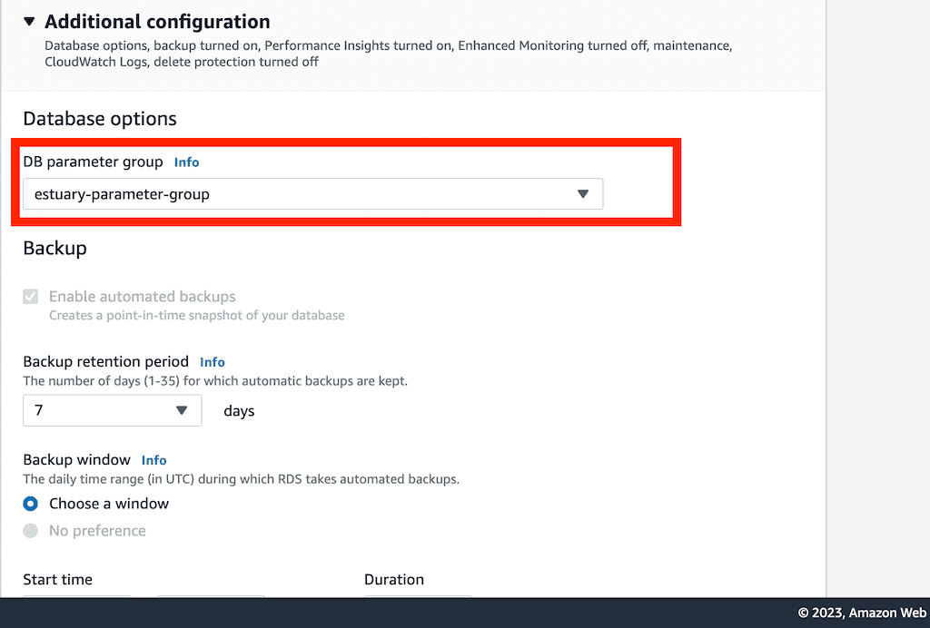 Postgres to Snowflake - Additional configuration - DB Parameter Group